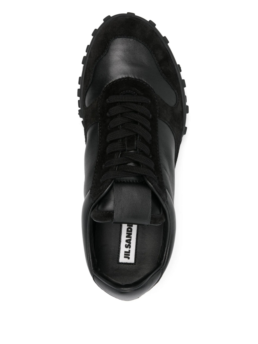 Sneakers Jil Sander negri din piele intoarsa si piele - Img 4
