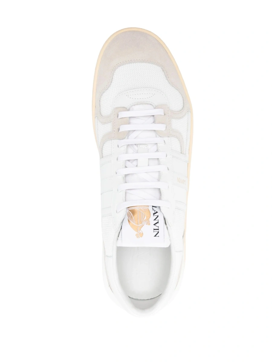 Sneakers Lanvin albi din material textil si piele - Img 4