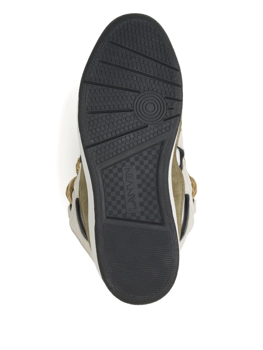 Sneakers Lanvin albi din polyester si bos taurus - Img 4