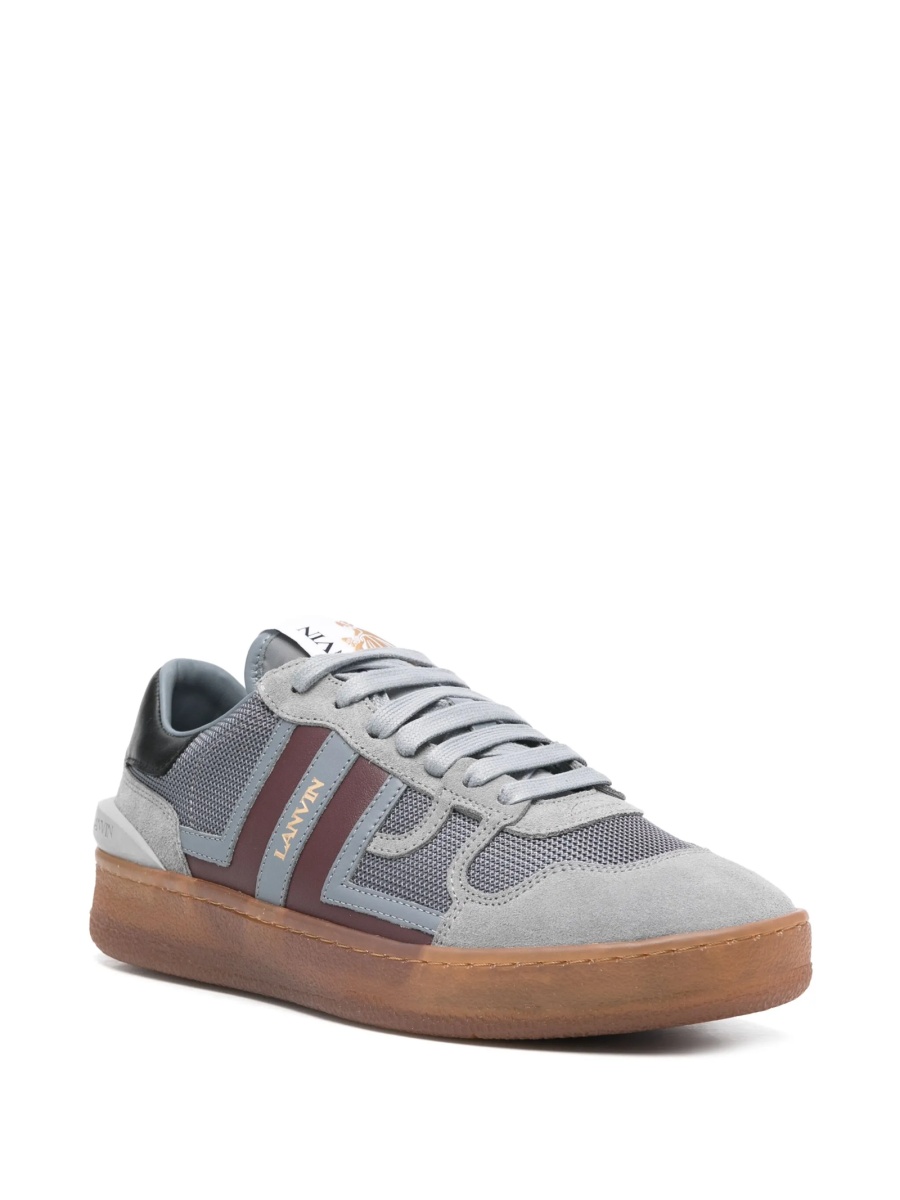 Sneakers Lanvin gri din piele intoarsa si material textil - Img 2