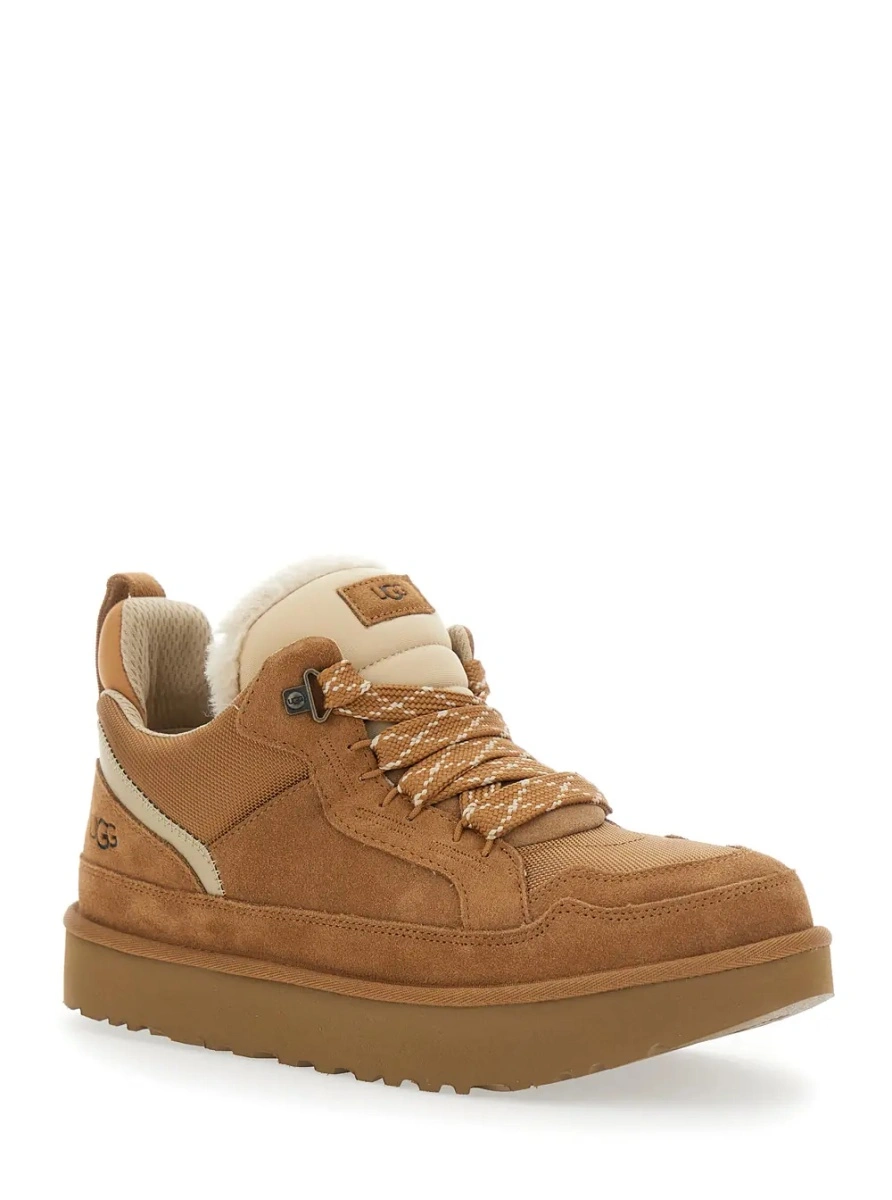 Sneakers Low Top Sneakers with Logo Patch on the Suede Tongue and Brown Fabric for Men - Img 2