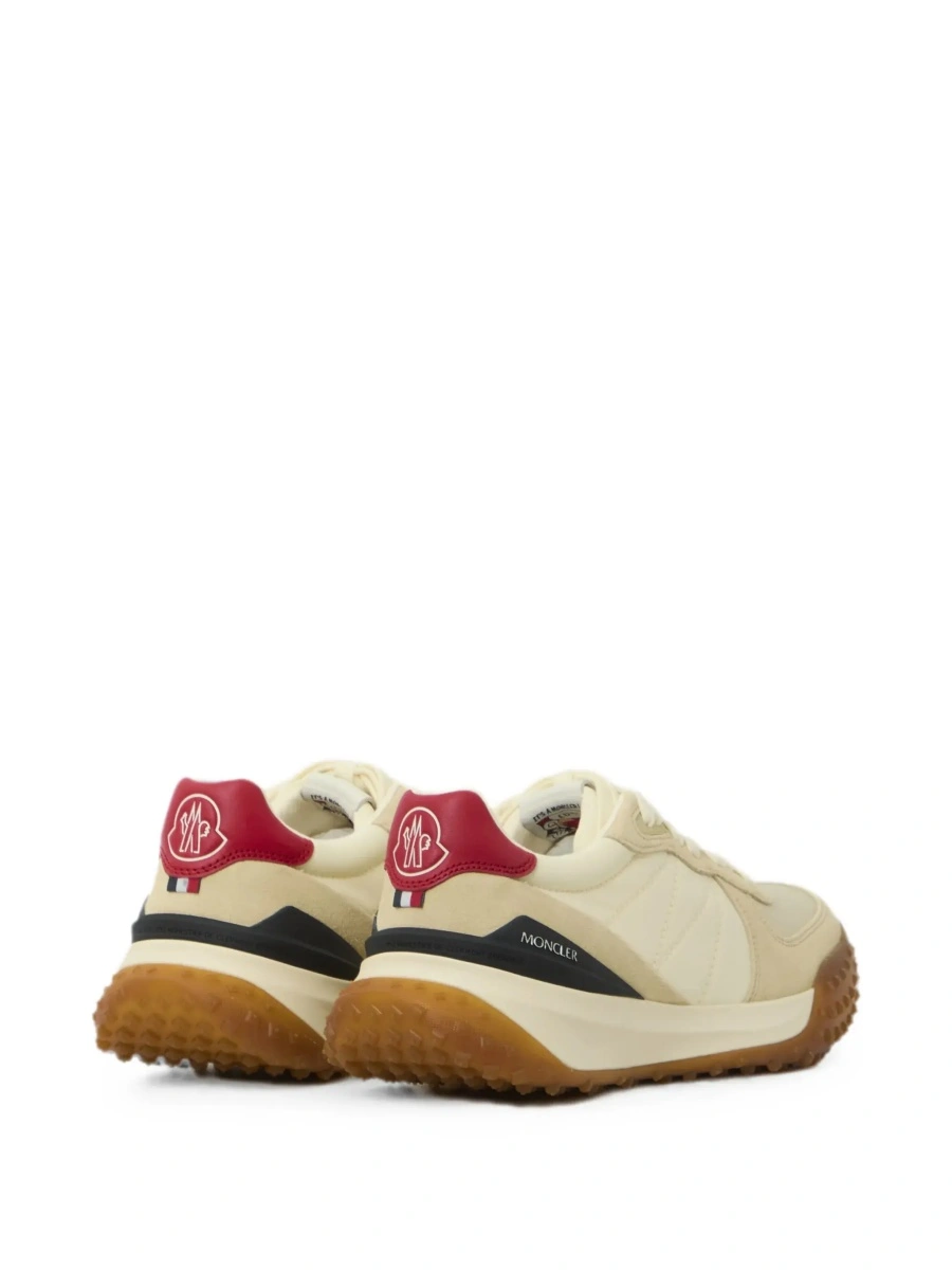 Sneakers Moncler bej din piele si material textil - Img 6