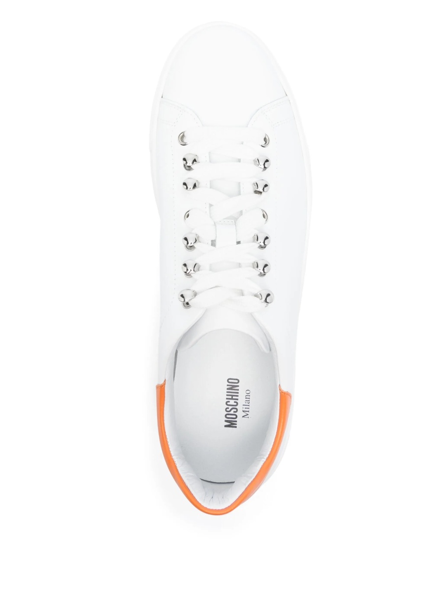 Sneakers Moschino albi din piele - Img 4
