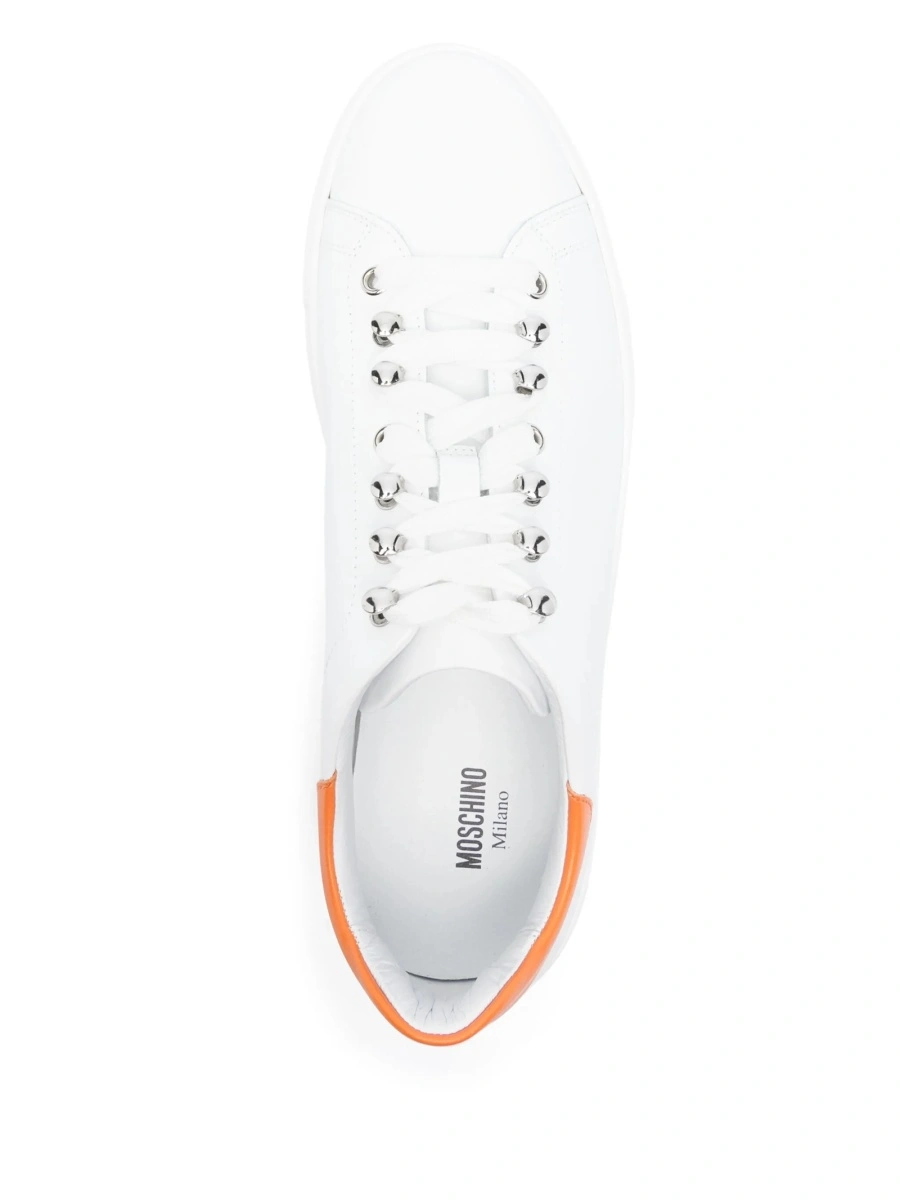 Sneakers Moschino albi din piele - Img 4