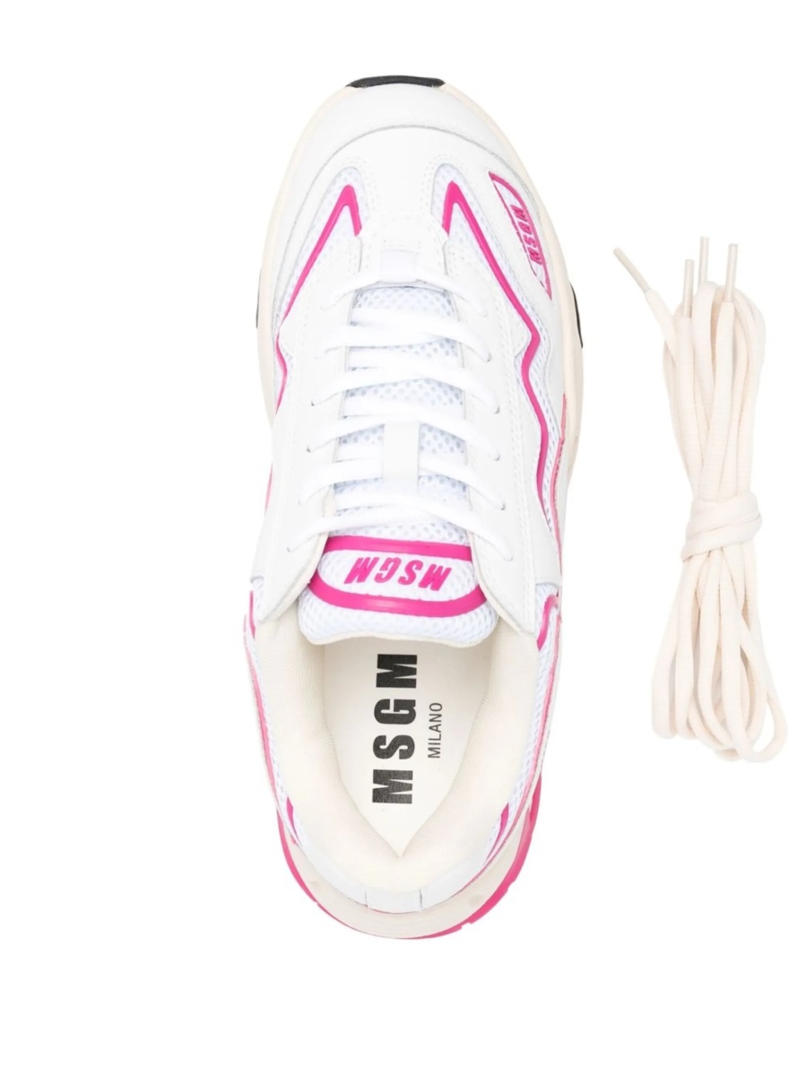 Sneakers MSGM albi din material textil si piele - Img 4