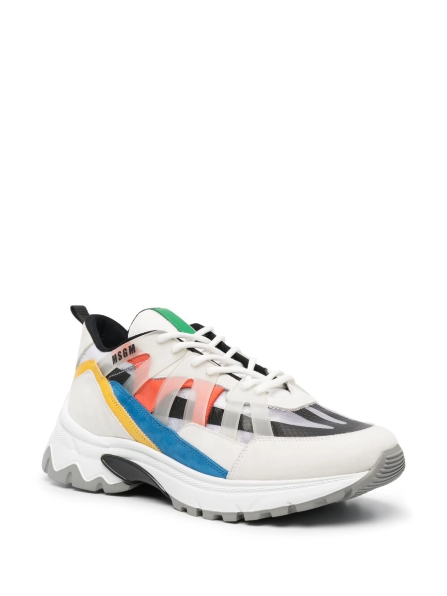 Sneakers MSGM gri din material textil si piele - Img 2