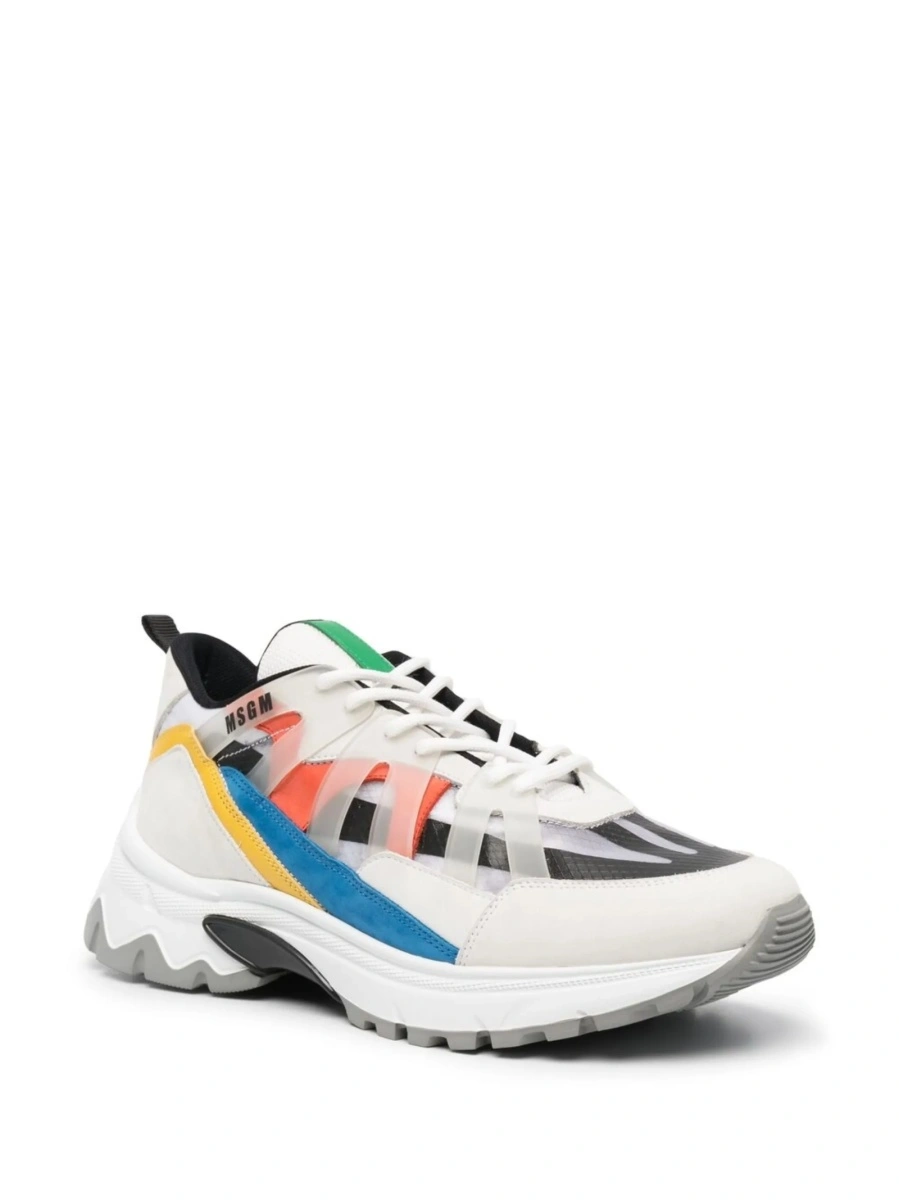 Sneakers MSGM gri din material textil si piele - Img 2
