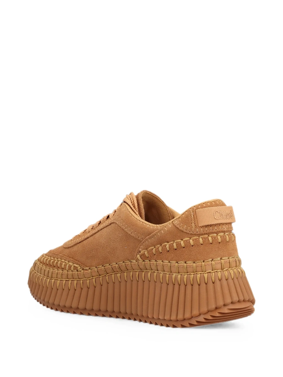 Sneakers 'Nama' Beige Sneakers with High Platform and Logo Patch on the Tongue in Suede for Women - Img 7