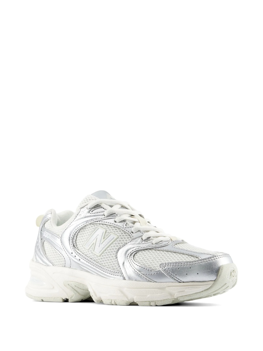 Sneakers New Balance argintii din poliuretan si plasa - Img 2
