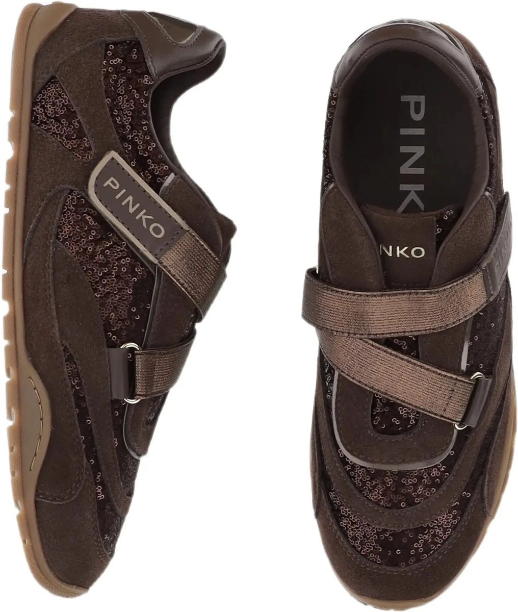 Sneakers Pinko maro din piele intoarsa - Img 7