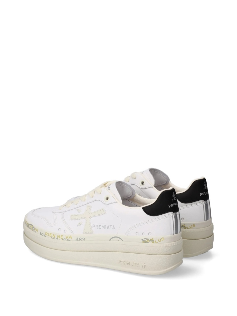 Sneakers Premiata albi din poliuretan si piele - Img 5