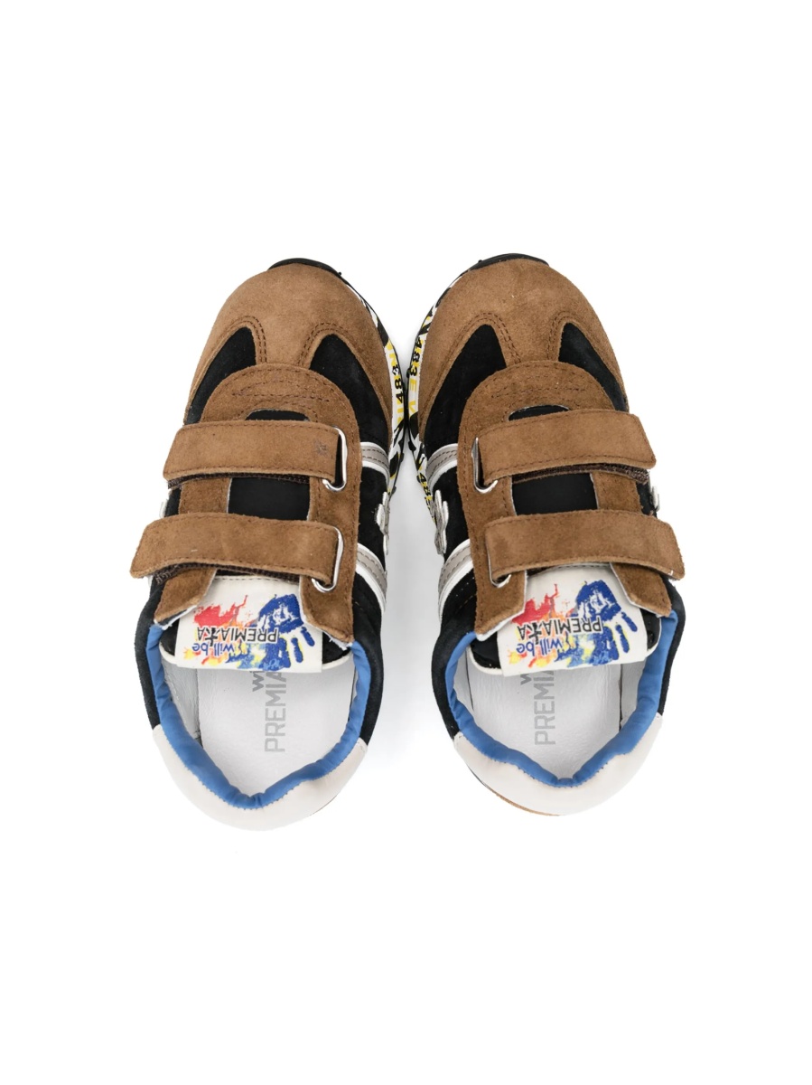 Sneakers Premiata negri din material textil si piele intoarsa - Img 3
