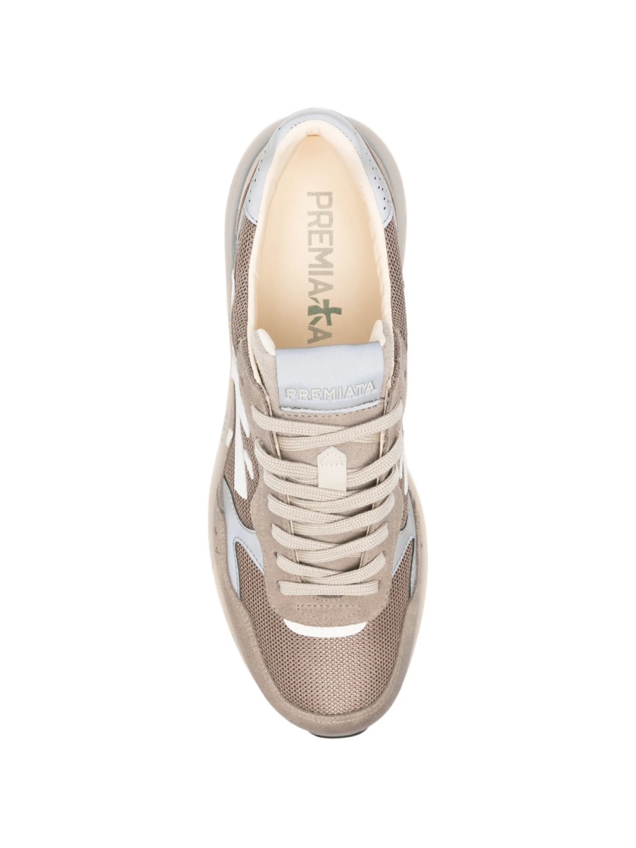 Sneakers Premiata neutri din piele intoarsa si material textil - Img 4
