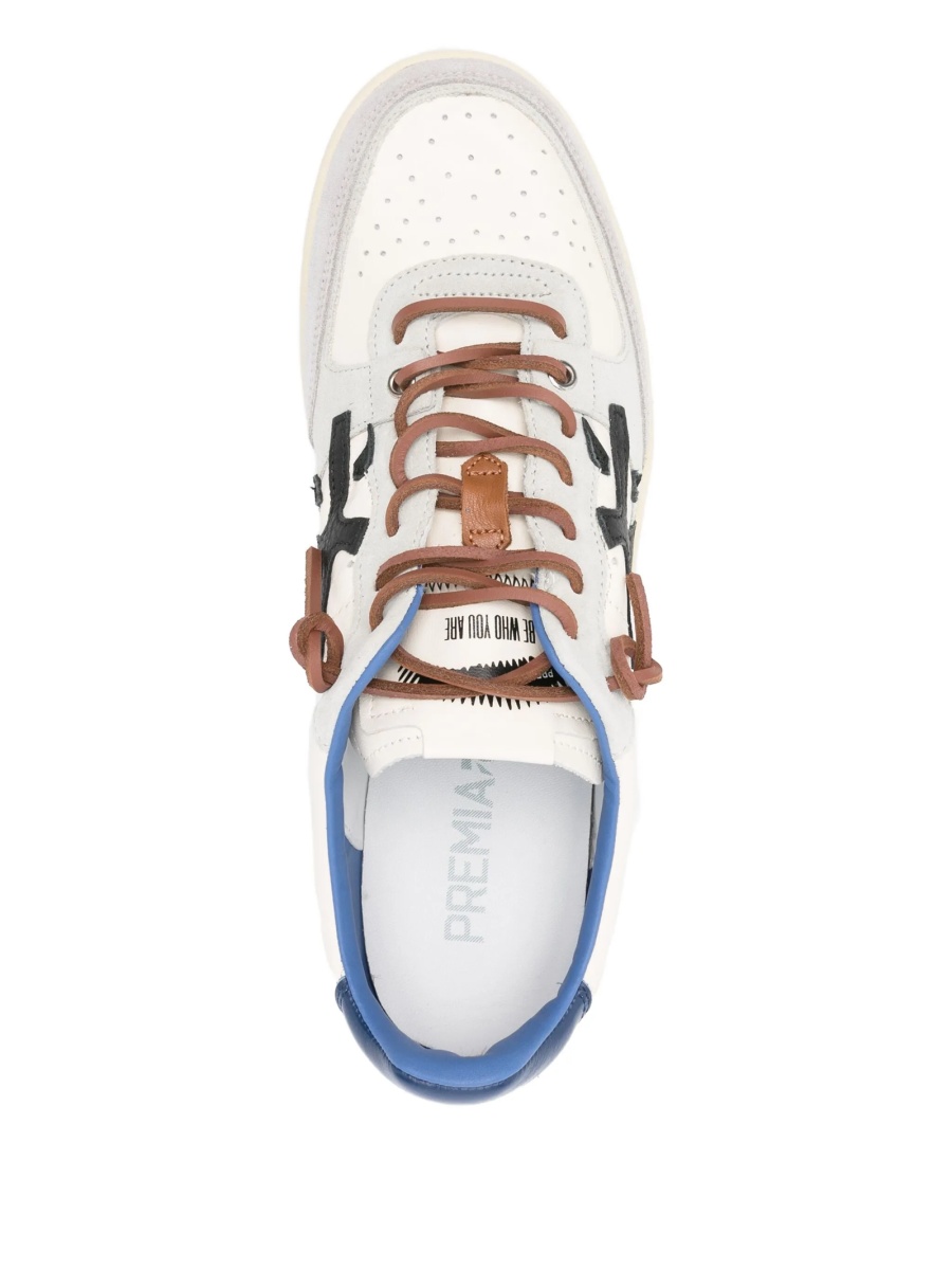 Sneakers Premiata neutri din piele si piele intoarsa - Img 4