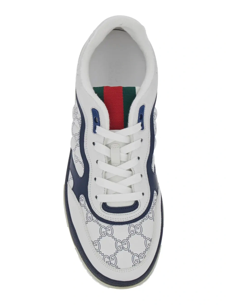 Sneakers 'Re-Web' White Sneaker Low Top with Web Tab and GG All-Over Motif in Leather Man - Img 4