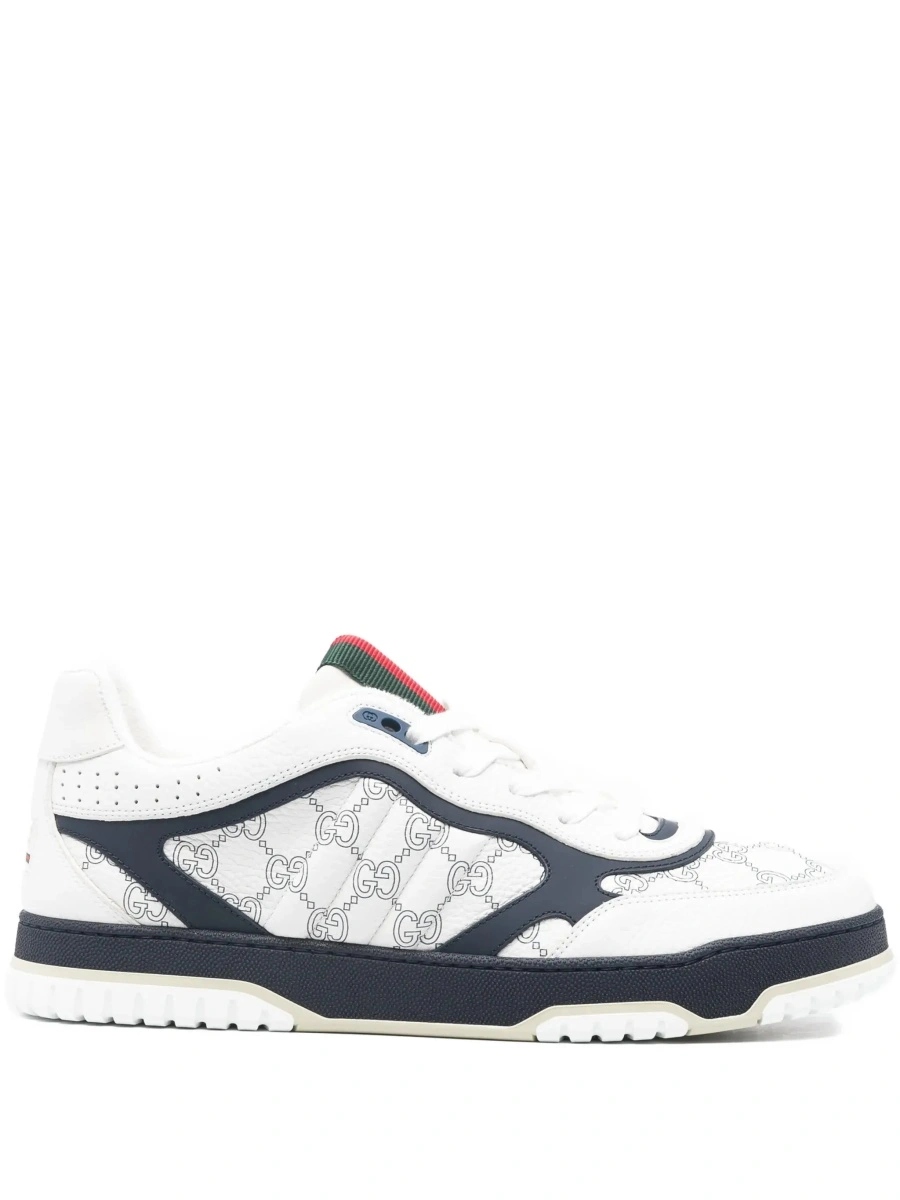 Sneakers 'Re-Web' White Sneaker Low Top with Web Tab and GG All-Over Motif in Leather Man - Img 8
