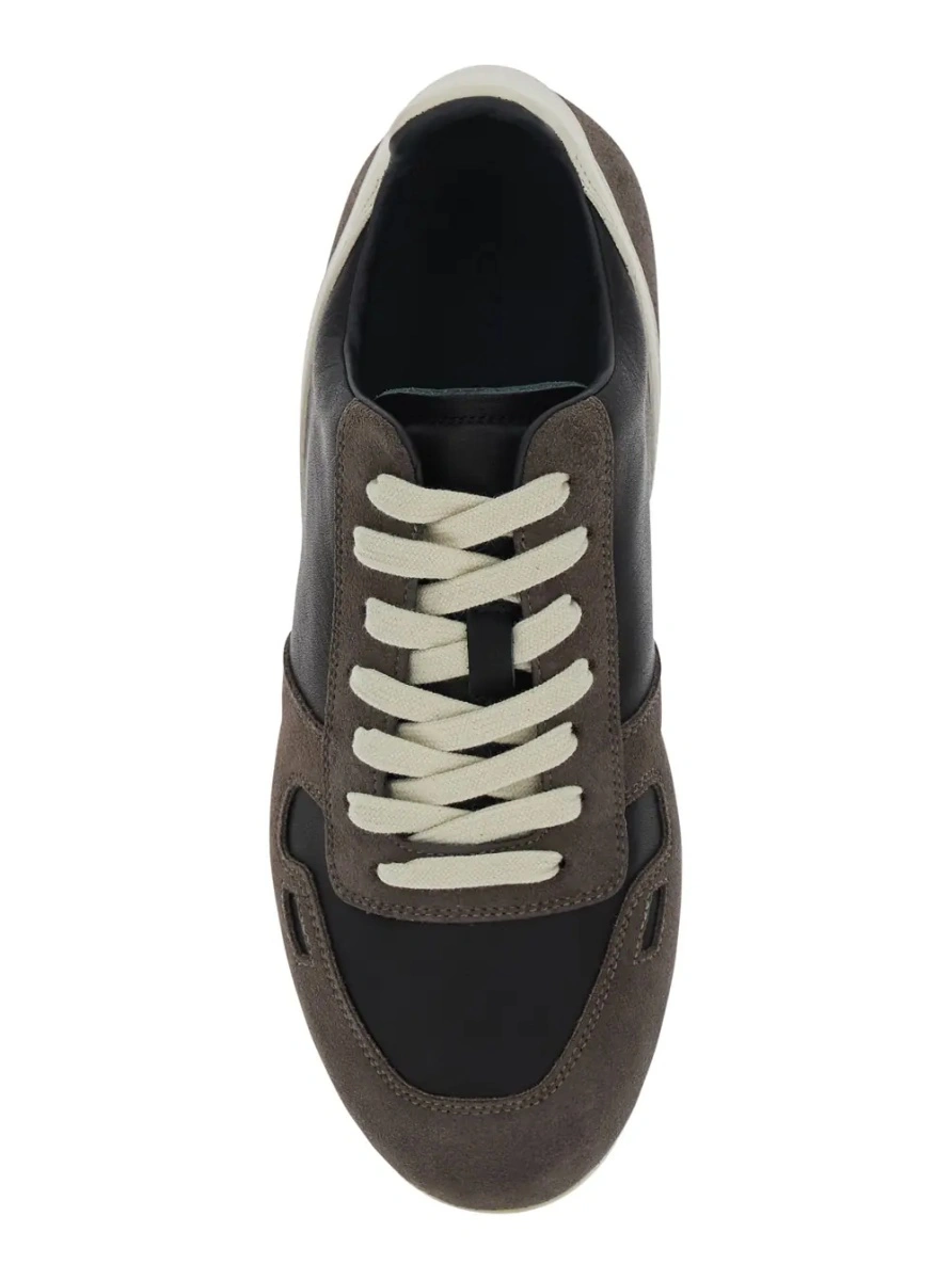 Sneakers Rick Owens negri din piele si piele intoarsa - Img 4