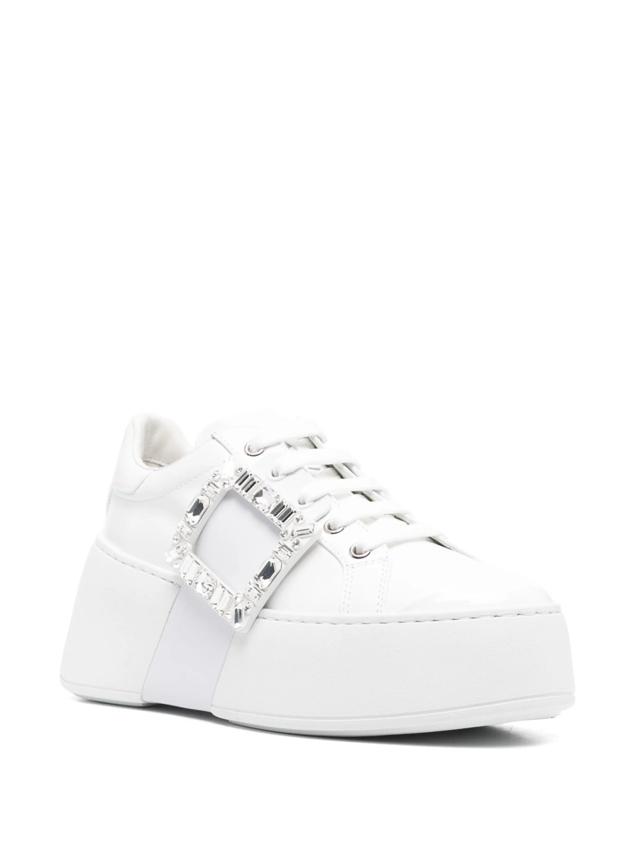 Sneakers Roger Vivier albi din piele si cauciuc - Img 2