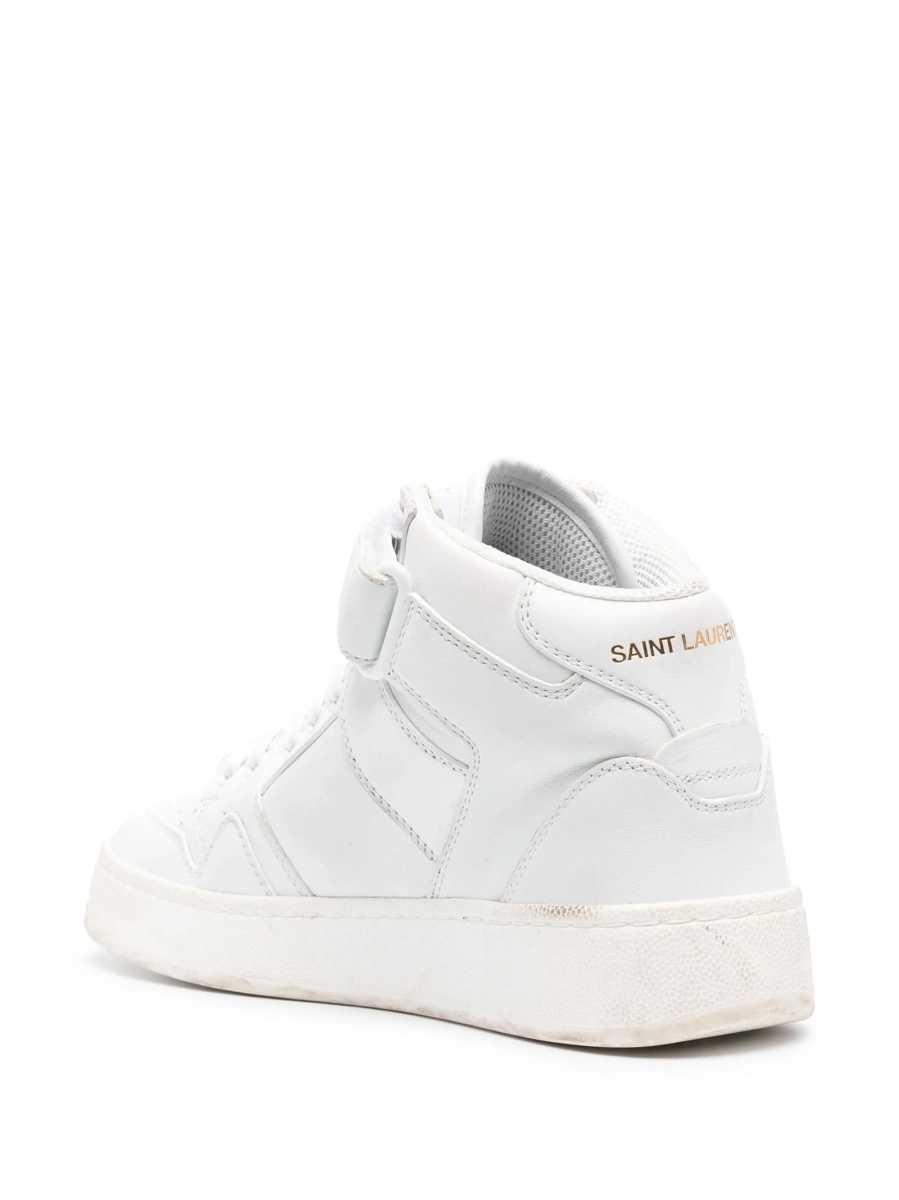 Sneakers Saint Laurent albi din piele - Img 3