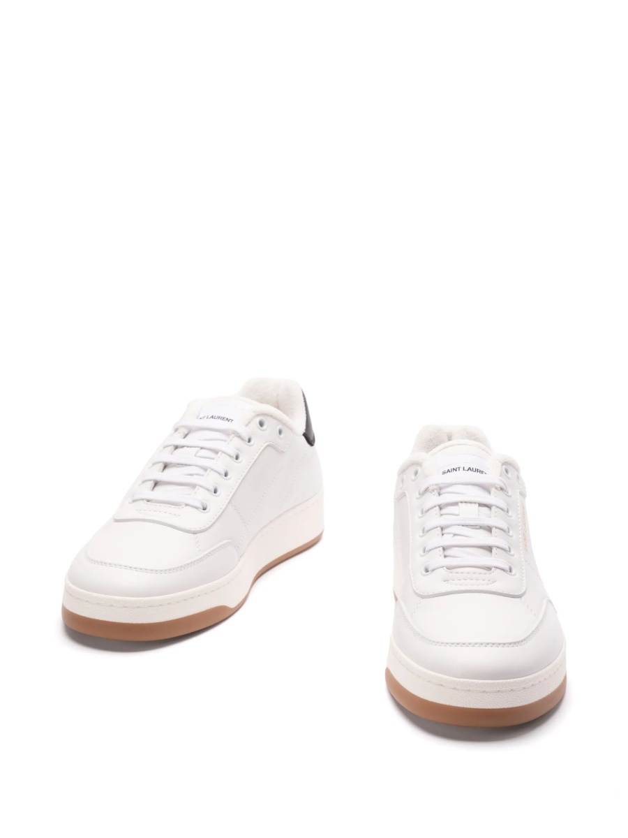 Sneakers Saint Laurent albi din piele - Img 3