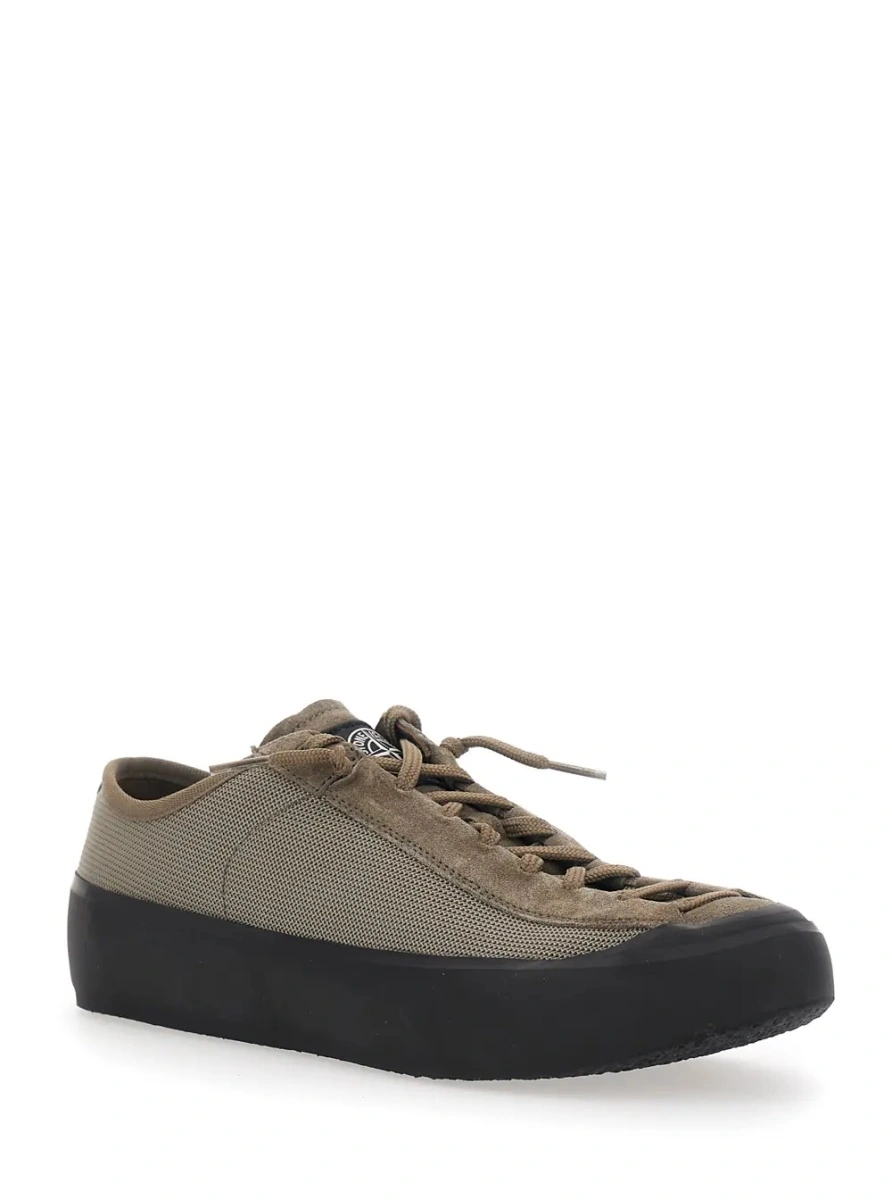 Sneakers Stone Island maro din piele intoarsa si plasa - Img 2