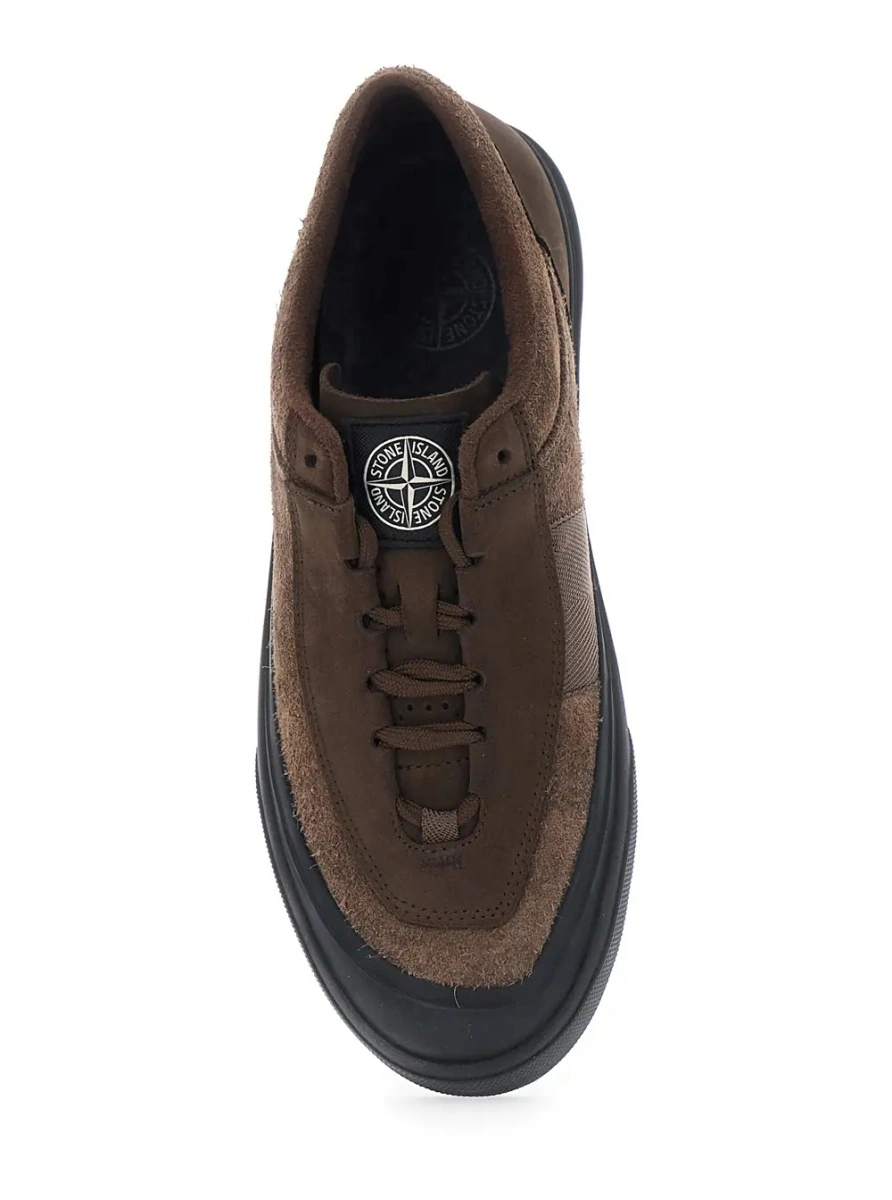 Sneakers Stone Island maro din piele intoarsa - Img 4