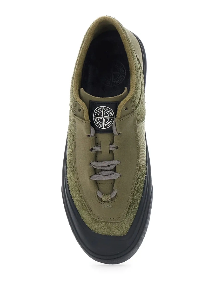 Sneakers Stone Island verzi din piele intoarsa - Img 4