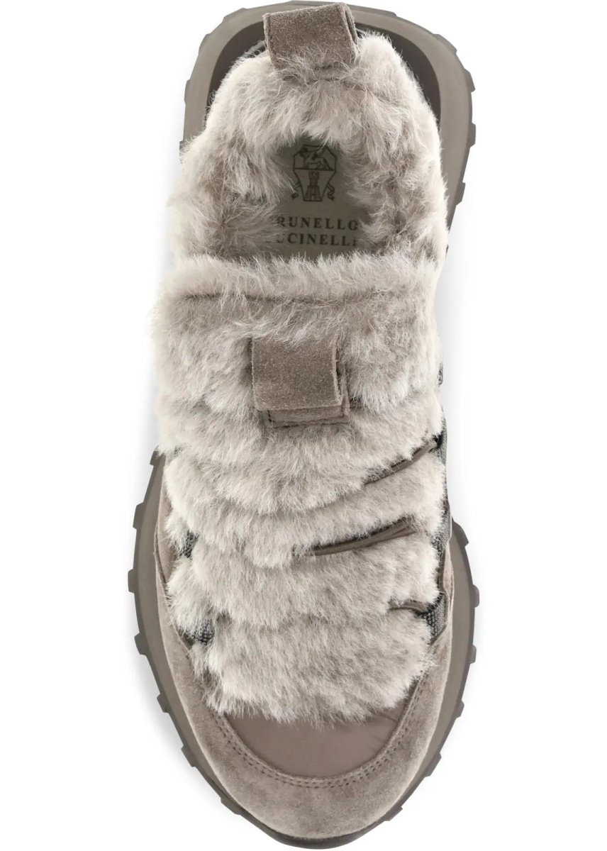 Sneakers Suede and tech cotton Sneakers with shearling lining and monili detail - Img 4