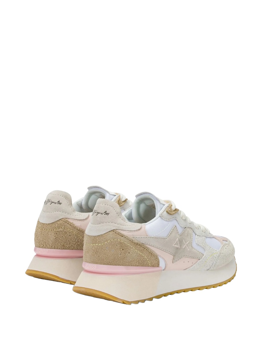 Sneakers Sun68 albi din piele intoarsa si nylon - Img 3
