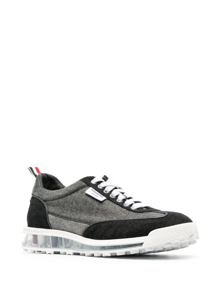 Sneakers Thom Browne tech runner gri din piele si lana - Img 2