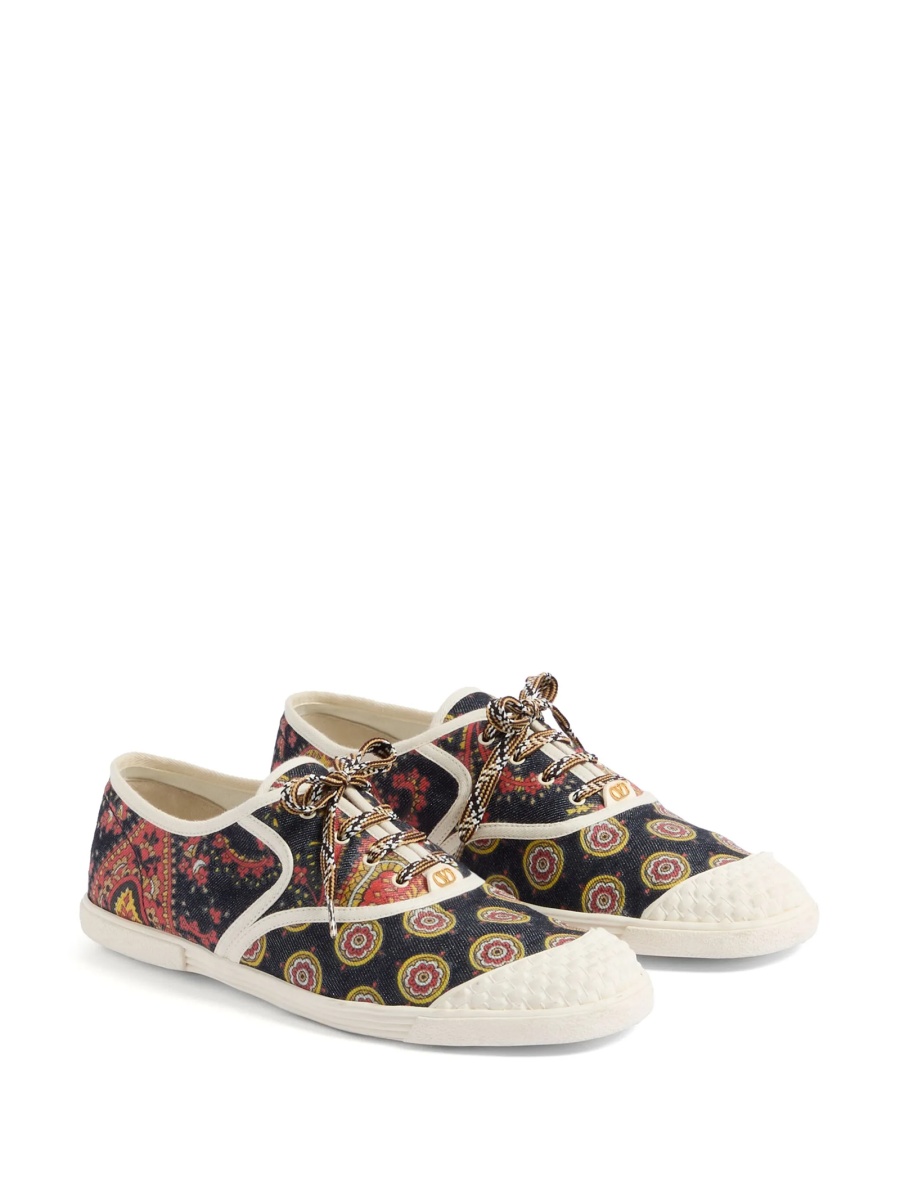 Sneakers Valentino Garavani albastri din bumbac si polyester - Img 2