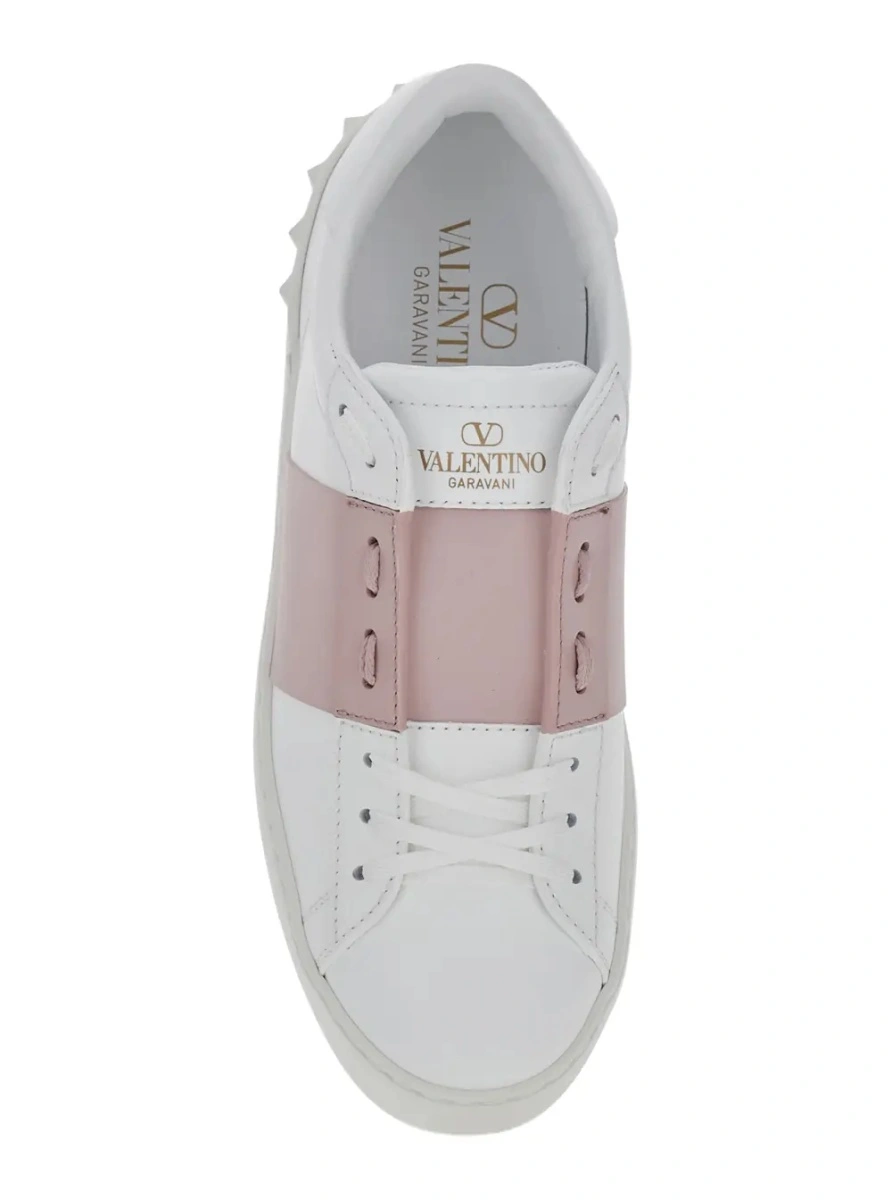 Sneakers Valentino Garavani albi din piele 'Open' - Img 4