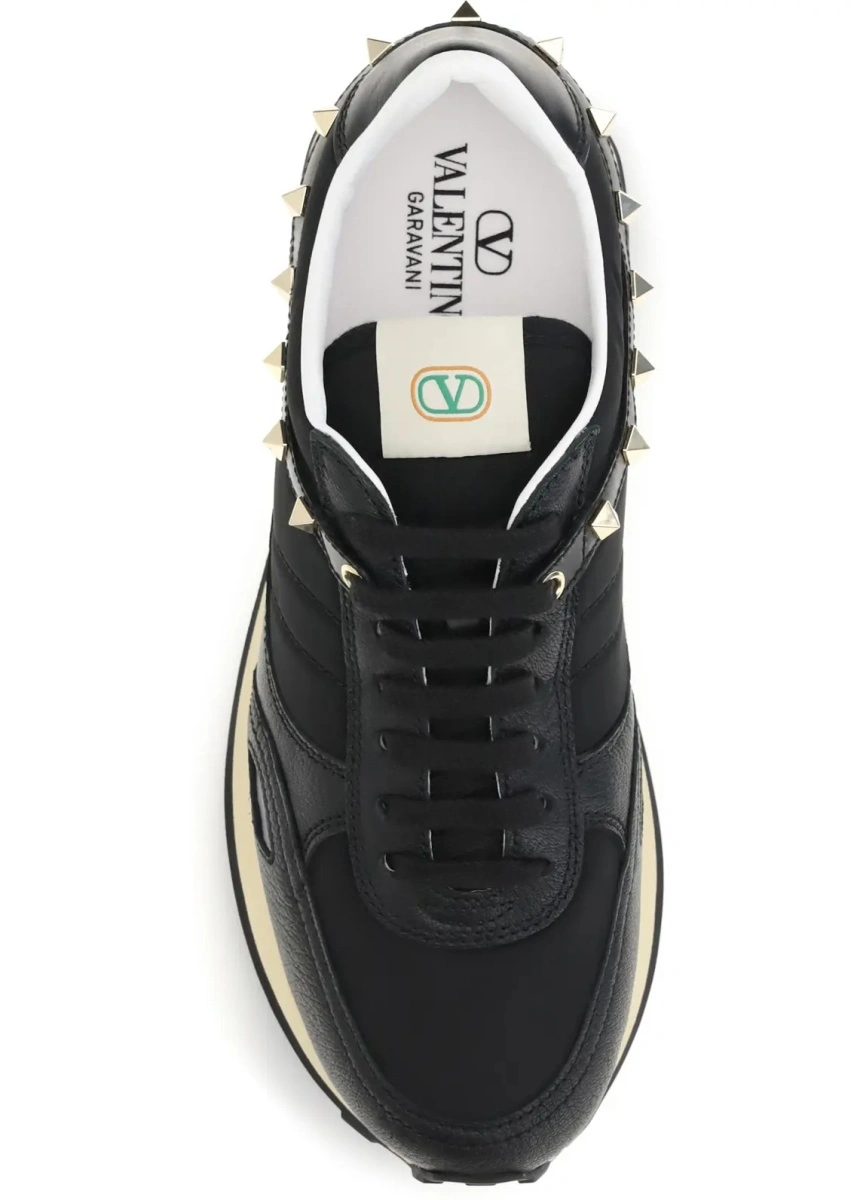Sneakers Valentino Garavani negri din piele si nylon - Img 4