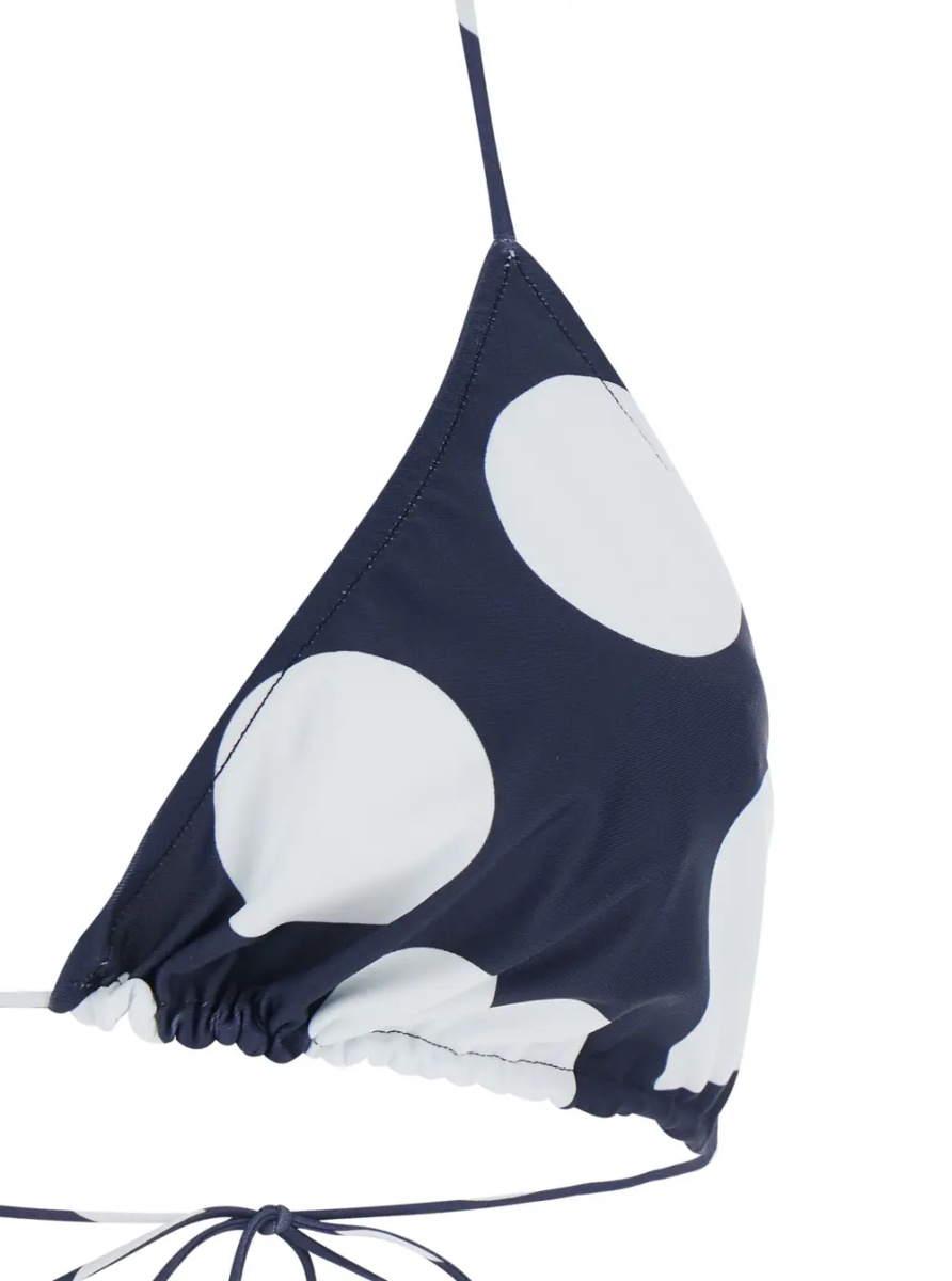Sutiene 'Le Haut de Plage Triangle' Blue Bikini Top with Drawstring Closure and Polka Dot Motif in Tech Fabric for Women - Img 3