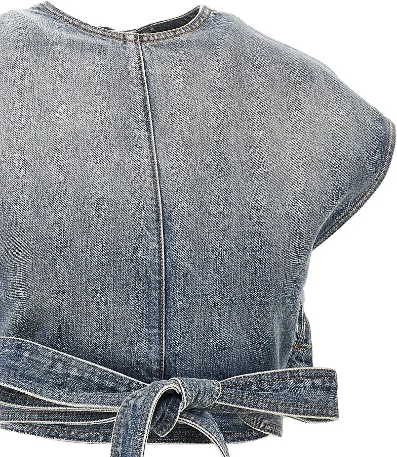 Top Alaïa albastru din denim - Img 2