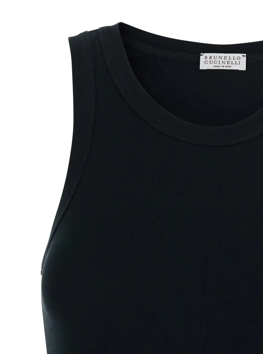 Top Brunello Cucinelli negru din bumbac - Img 3