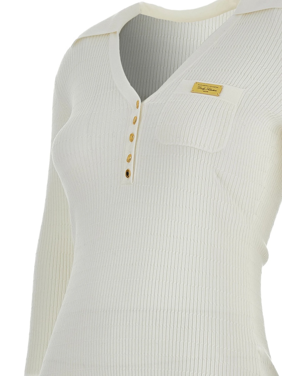 Top tricotat Elisabetta Franchi alb - Img 3