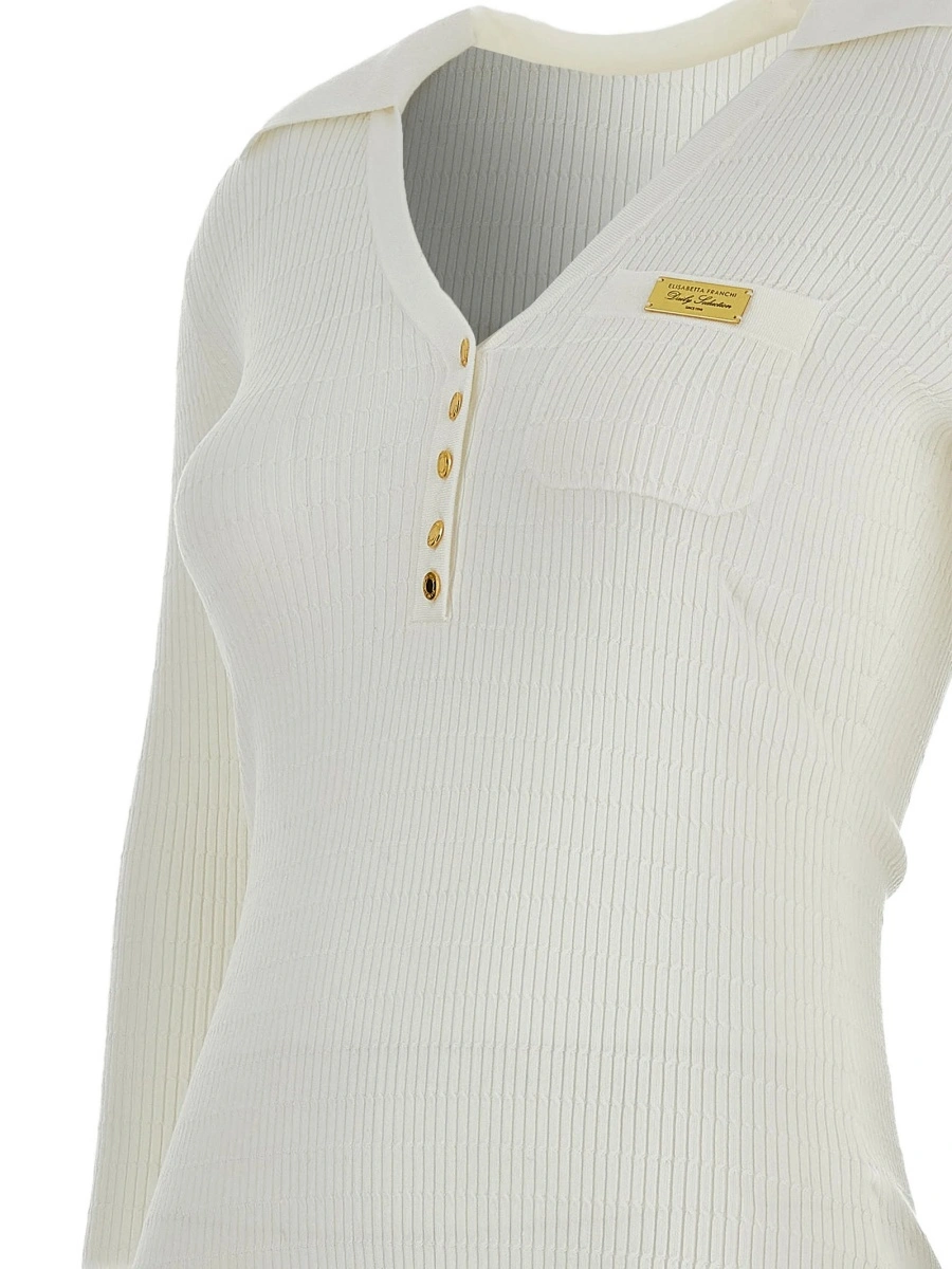 Top tricotat Elisabetta Franchi alb - Img 3