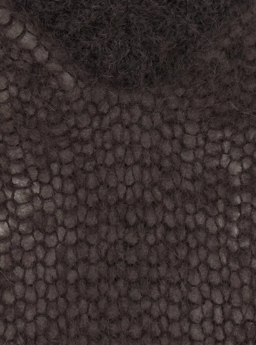 Topuri Brown Sleeveless top with V-neck and Monile detail in Blend wool for women - Img 3