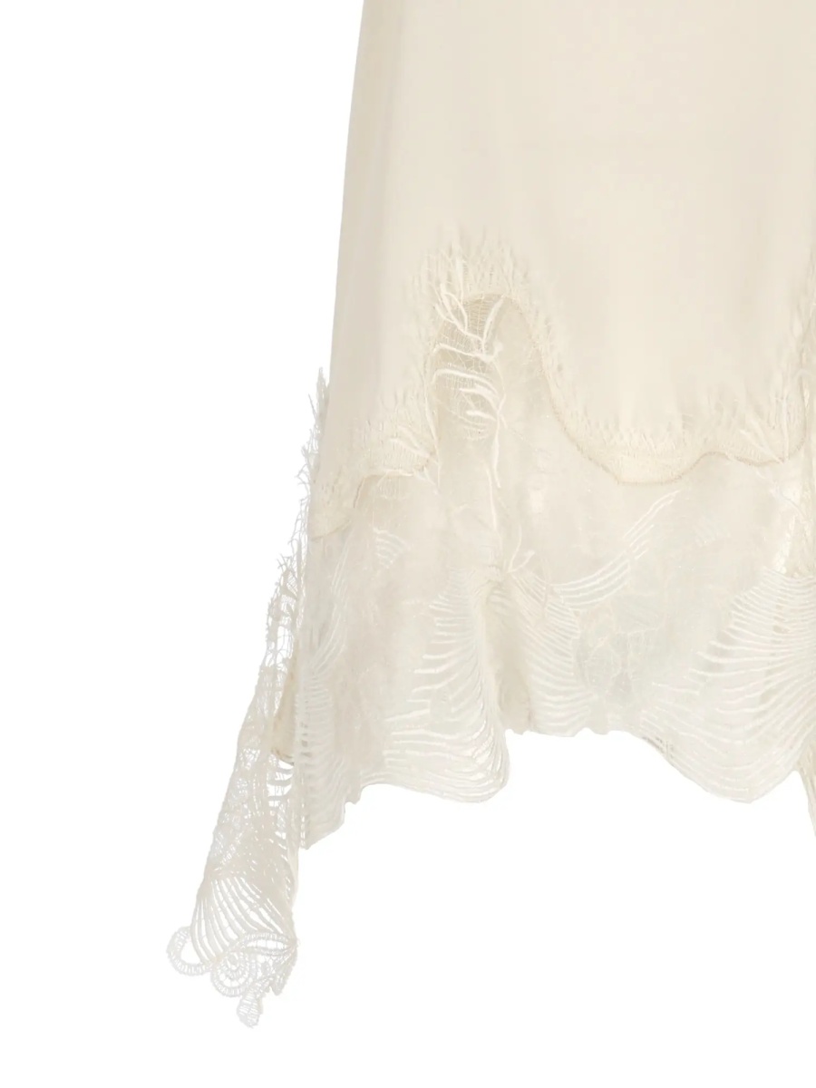 Topuri CREPE DE CHINE LONG LINGERIE TOP WITH LACE TRIMS - Img 3