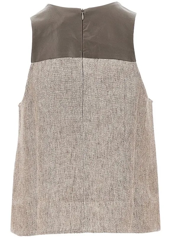 Topuri Linen top with faux leather detail - Img 3