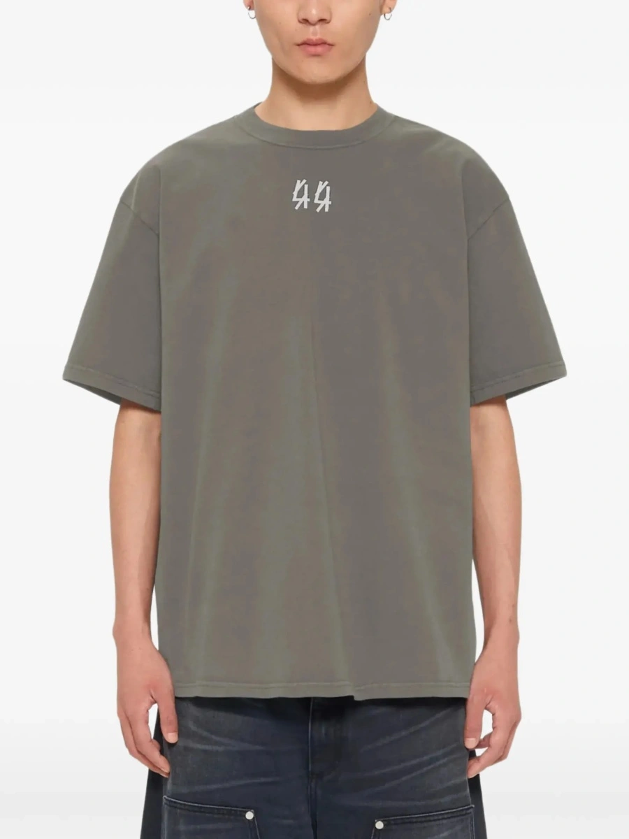 Tricou 44 LABEL GROUP gri din bumbac - Img 4