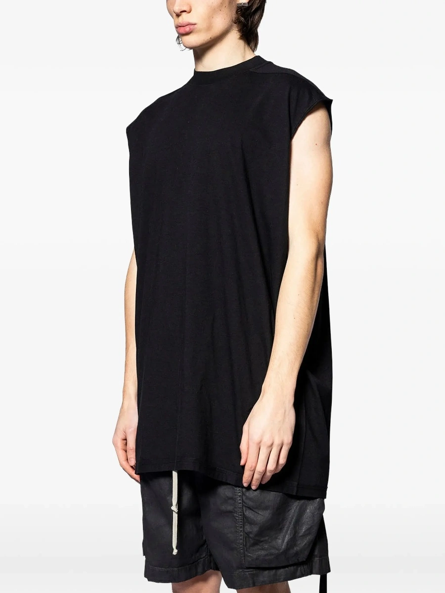 Tricou Black Crew Neck T-shirt with Raised Collar in Tech Fabric for Men - Img 5