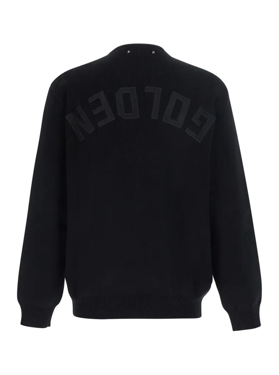 Tricou Black Long-Sleeve Crew Neck T-Shirt with Logo Lettering on the Back in Cotton Blend Men - Img 2