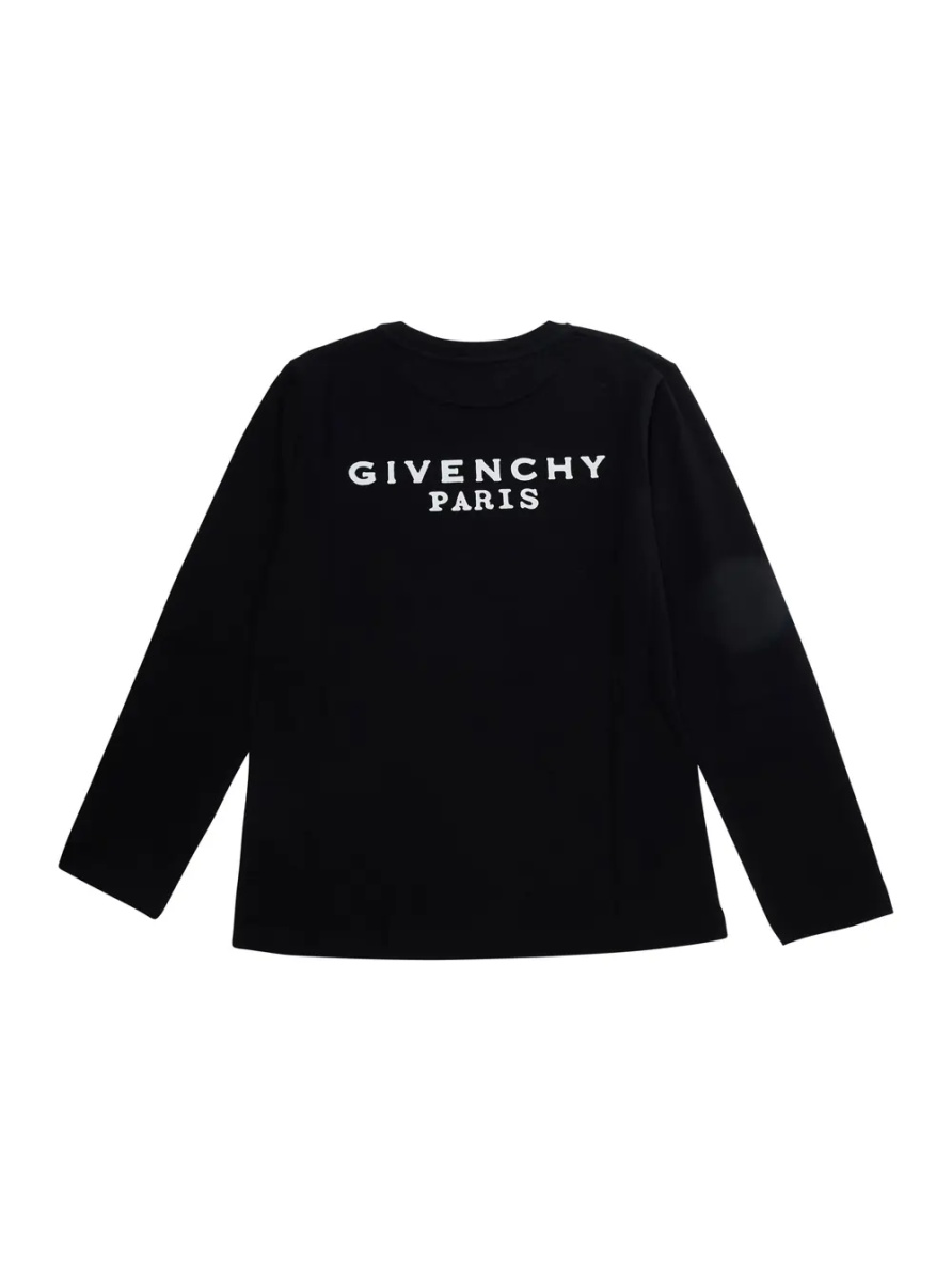 Tricou Black Long sleeve T-shirt with logo lettering on the front in cotton Boy - Img 2