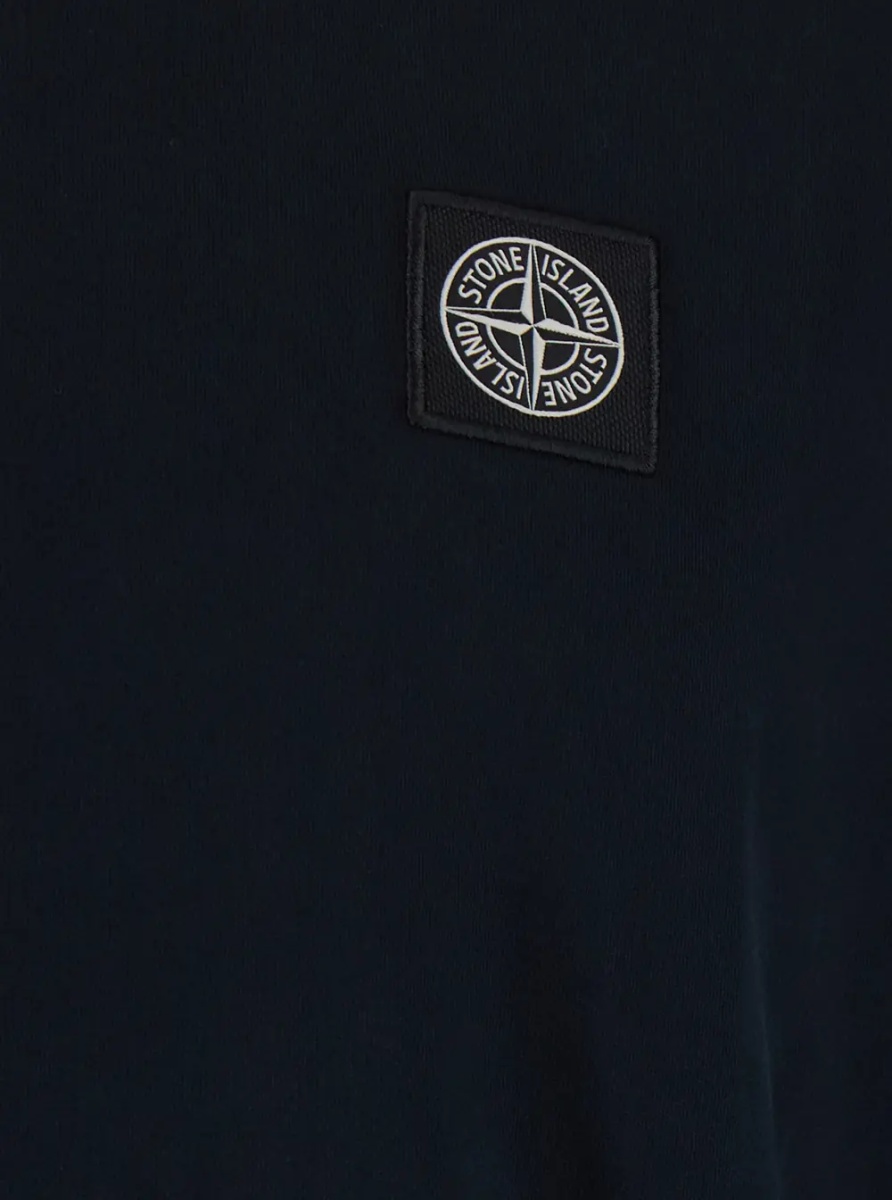 Tricou blue Crew neck t-shirt with logo patch on the front in cotton for men - Img 3