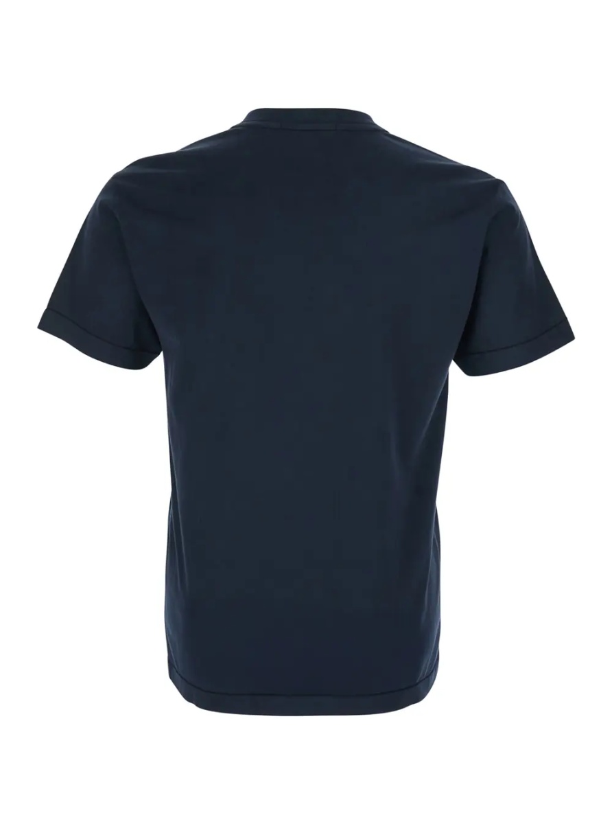 Tricou Blue T-Shirt with Logo Patch on the Front in Cotton for Men - Img 2