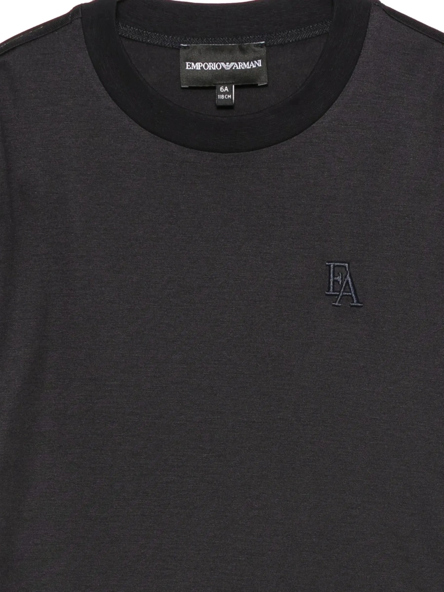 Tricou Blue T-Shirt with Round Neck and Logo Embroidery on the Front in Blend Cotton Boy - Img 5
