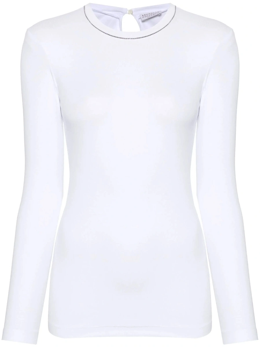 Tricou Brunello Cucinelli alb din bumbac - Img 8
