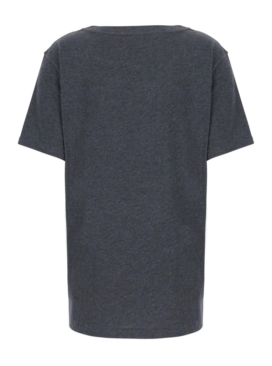 Tricou 'DERA' Grey T-shirt with wide round neckline in cotton for women - Img 2